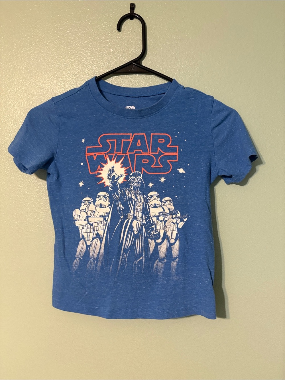 Star Wars Blue Kids Short Sleeve Tee with Red Logo & White Graphic